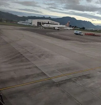 Fijian airport welcome sign