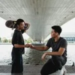 skateboard guys underpass doing a fist bump non sexual touch and porn recovery